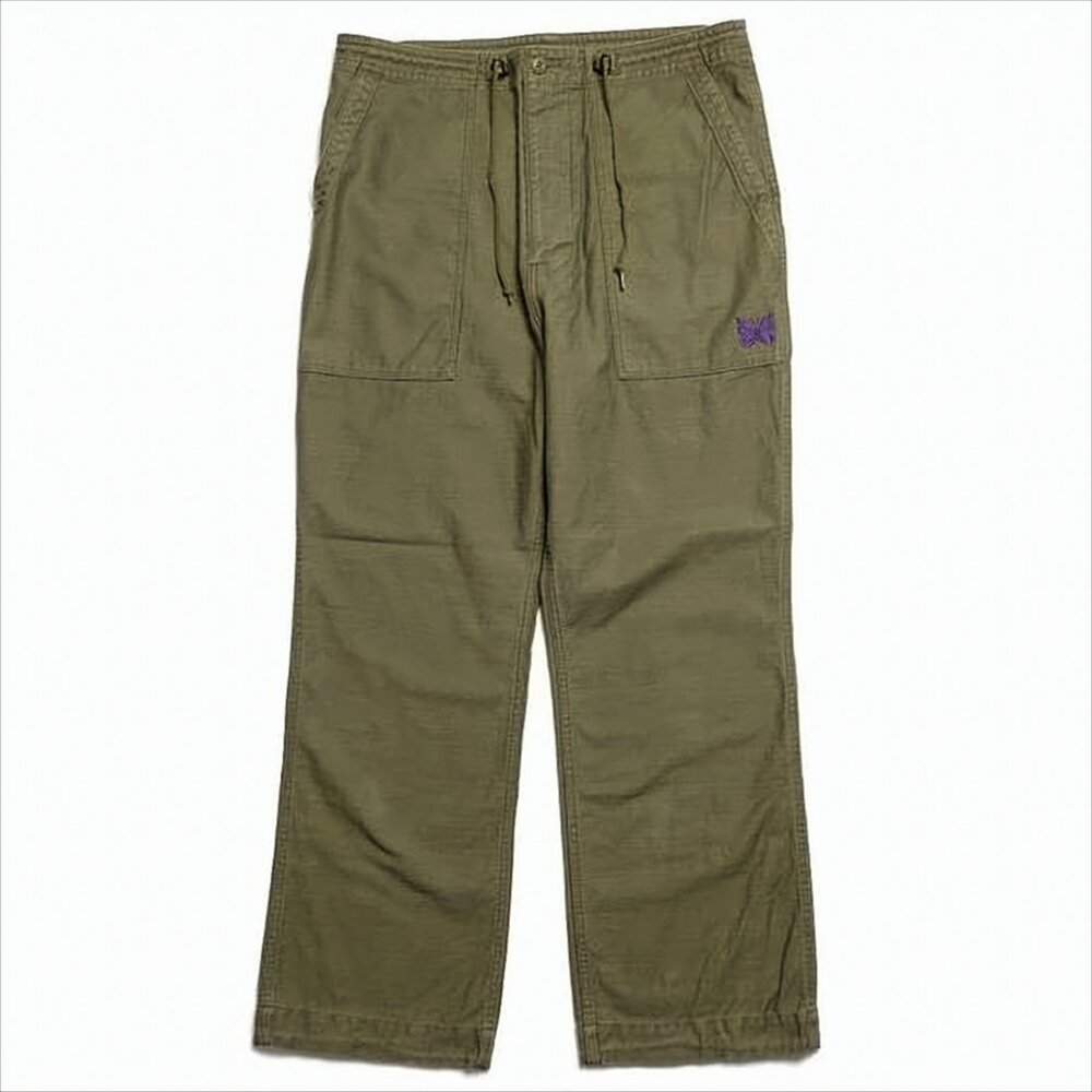 NEEDLES Olive Green Straight-Leg Pants with Drawstring Waist